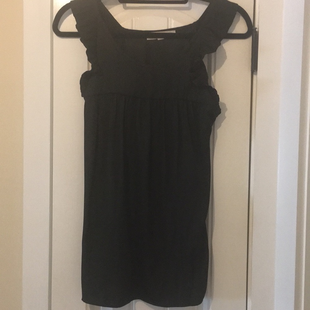 Loft Black Silky Tank Top Sz S. Ruffle Straps